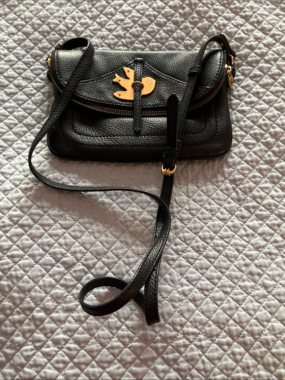 Marc By Marc Jacobs black Leather Crossbody with Gold Bird Hardware - Picture 4 of 11